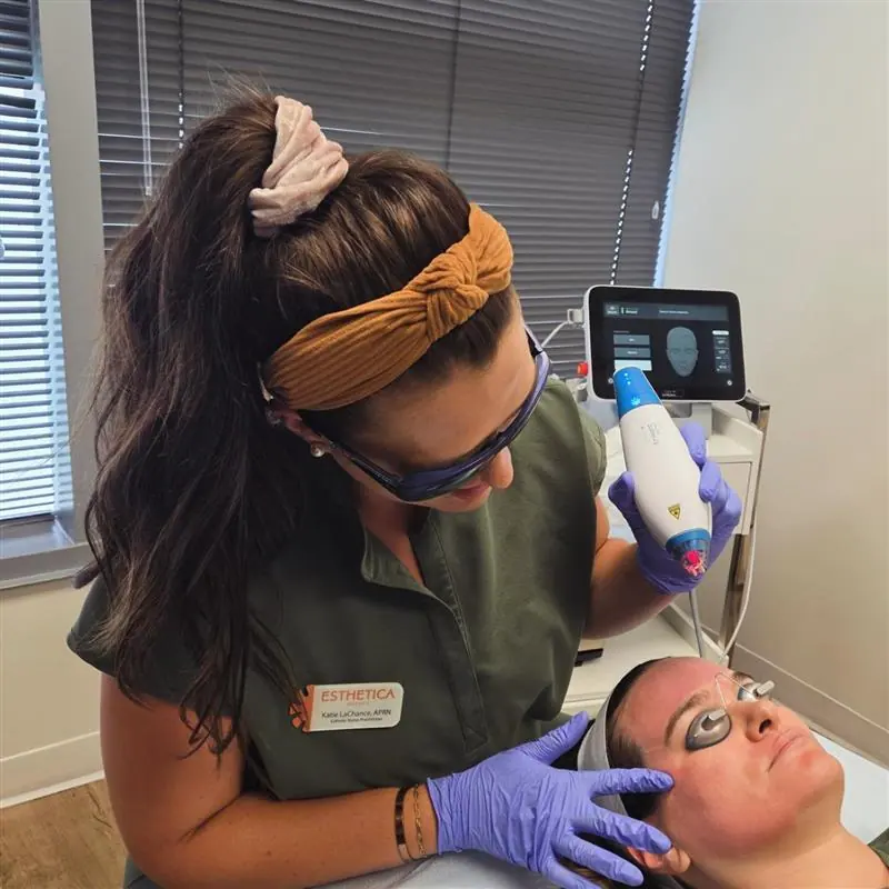 A Clear + Brilliant laser facial in progress